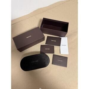 Tom Ford Sunglasses Case Box Set Brown Black Velvet Hard Shell Cleaning Cloth